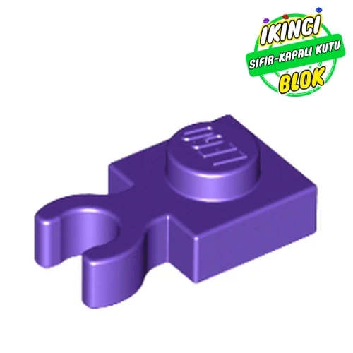 LEGO® Plate Special 1 x 1 with Clip Vertical [Thick Open O Clip] Koyu Mor Sıfır