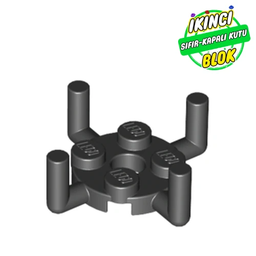 LEGO® Plate Round 2 x 2 with Pin Hole and 4 Bars Up Siyah Sıfır
