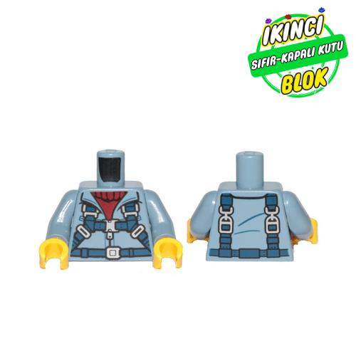 LEGO® Kırmızı Kazaklı ve Ceketli Minifigür Gövdesi Kum Mavisi Sıfır