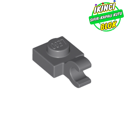 LEGO® 1 x 1 Modifiye Plaka, Açık O Klipsli (Kalın, Dikey Tutuşlu) Koyu Mavimsi Gri Sıfır