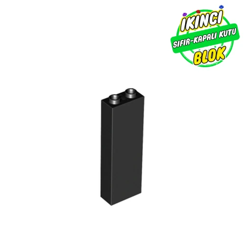 LEGO® Brick 1 x 2 x 5 with Blocked Open Studs and Bottom Stud Holder with Asymmetric Ridges Siyah Sıfır