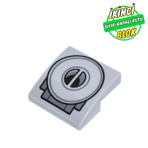 LEGO® Slope Curved 2 x 2 x 2/3 with Black/Dark Bluish Grey Hatch print Açık Mavimsi Gri Sıfır