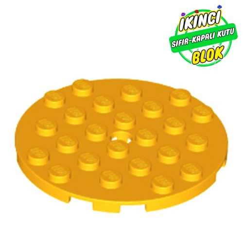 LEGO® Plate Round 6 x 6 with Hole Parlak Açık Turuncu Sıfır