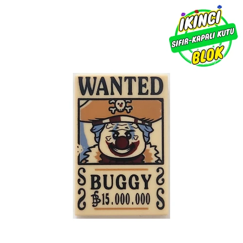 LEGO® Tile 2 x 3 with 'WANTED', BUGGY', '15.000.00' print Bej Sıfır