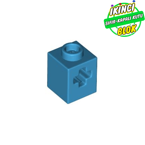 LEGO® 1 x 1 Aks Girişli Tuğla Koyu Azur Sıfır