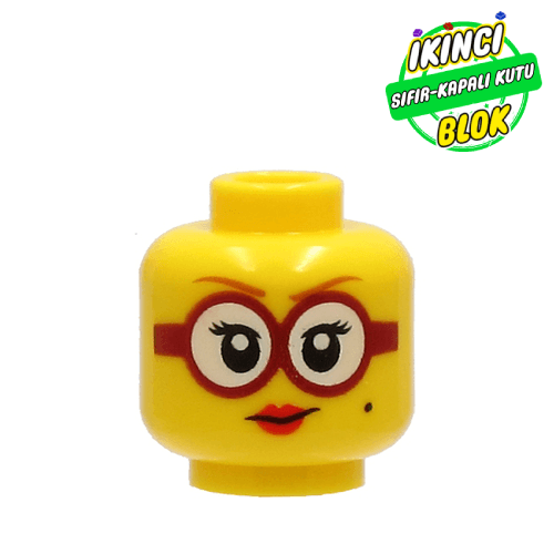 LEGO® Kadın, Gözlüklü Minifigür Kafası Rujlu Sarı Sıfır