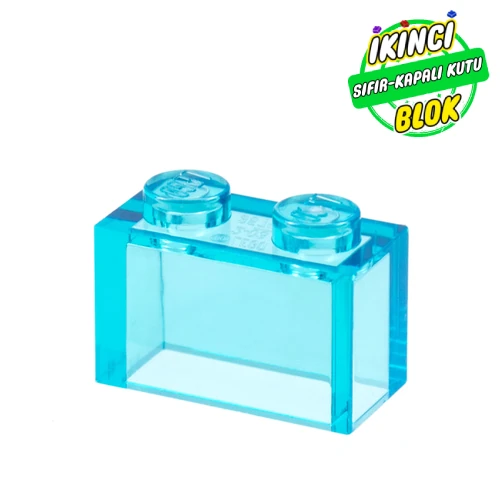 LEGO® 1 x 2 Tuğla Alt Bağlantısız Şeffaf Açık Mavi Sıfır