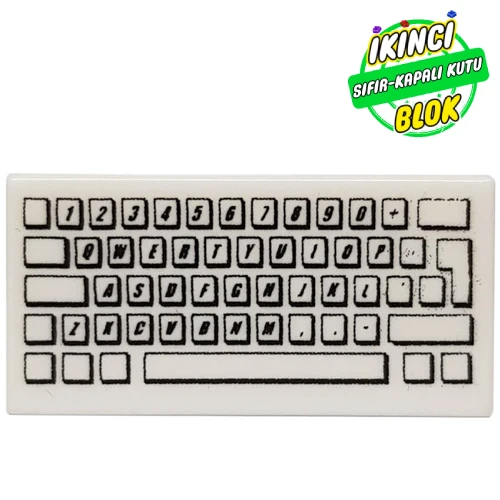 LEGO® Tile 1 x 2 with Computer Keyboard Standard Print Beyaz Sıfır