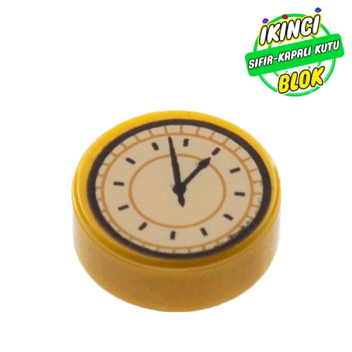 LEGO® Tile Round 1 x 1 with Clock/Watch print İnci Altın Sıfır
