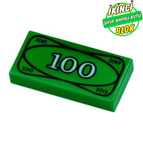 LEGO® 1 x 2 100 Para Desenli Düz Plaka Yeşil Sıfır