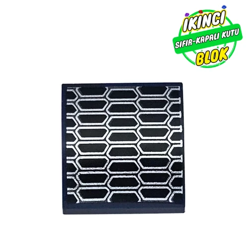 LEGO® Slope Curved 2 x 2 x 2/3 with Black/Silver Grill print Koyu Mavi Sıfır