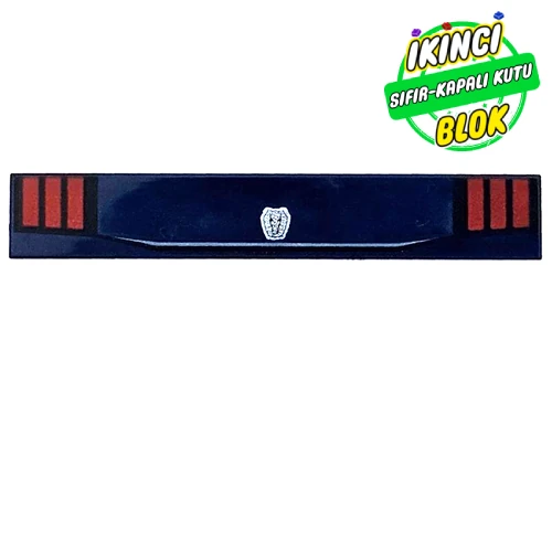 LEGO® Tile 1 x 6 with Red Rear Lights, Silver Mustang Logo print Koyu Mavi Sıfır