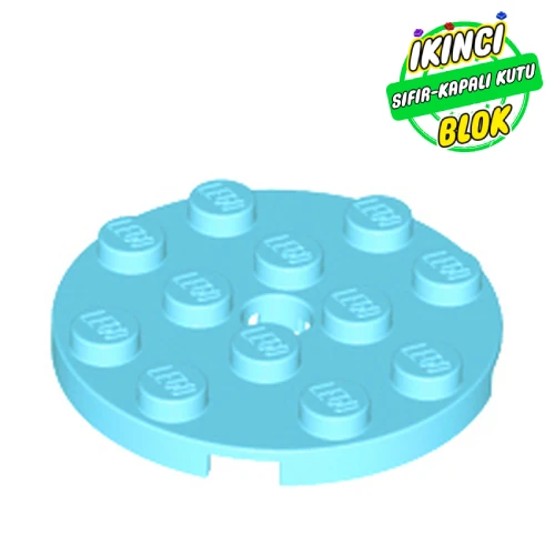 LEGO® Plate Round 4 x 4 with Pin Hole Orta Azur Sıfır