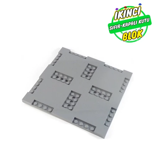 LEGO® Plate Special 16 x 16 x 2/3 with Eight Recessed Edges with 1 x 4 Studs and Four Recessed Centers with 2 x 4 Studs Koyu Mavimsi Gri Sıfır
