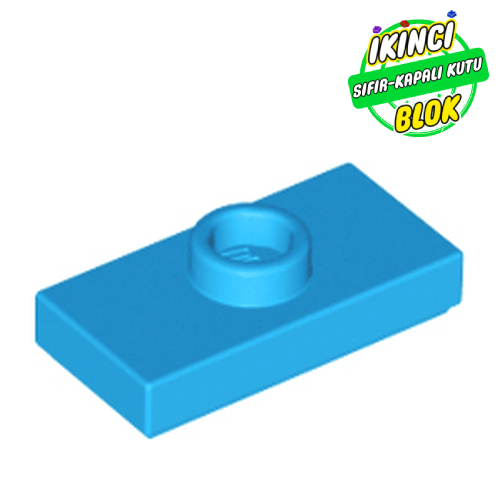 LEGO® 1 x 2 Modifiye Düz Plaka 1 Birim Atlatıcılı Koyu Azur Sıfır