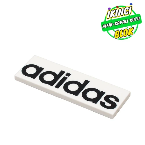 LEGO® Tile 2 x 6 with Black 'adidas' print Beyaz Sıfır