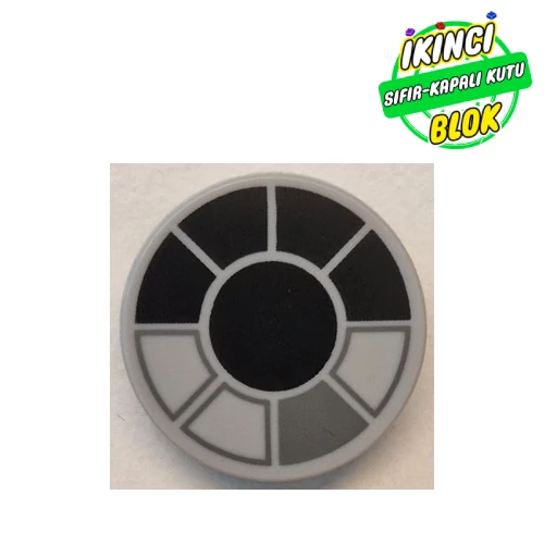 LEGO® Tile Round 2 x 2 with Cockpit, Black Windows print Açık Mavimsi Gri Sıfır