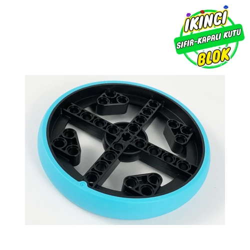 LEGO® Wheel 88 x 14 with 4 Black Spokes with 4 Holes, 4 Inserts and Medium Azure Integral Tire Siyah Sıfır