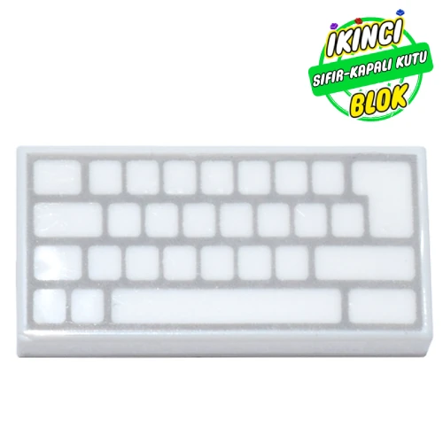 LEGO® Tile 1 x 2 with Computer Keyboard with No Letters Print Beyaz Sıfır