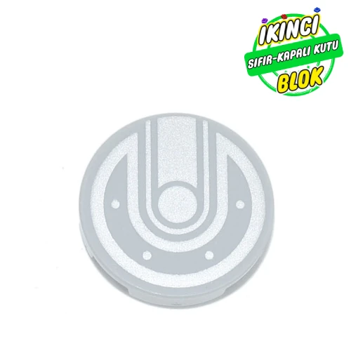 LEGO® Tile Round 2 x 2 with Silver Lines, Bolts/Dots Print Açık Mavimsi Gri Sıfır