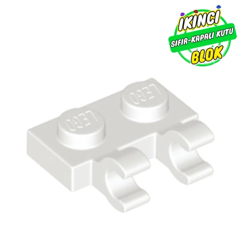 LEGO® Plate Special 1 x 2 with Clips Horizontal [Open O Clips] Beyaz Sıfır
