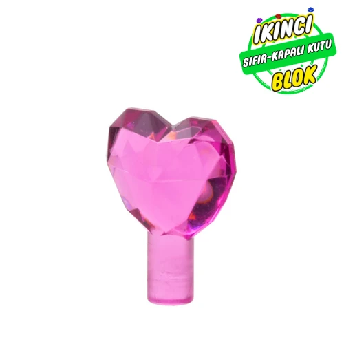 LEGO® Rock - Heart Jewel with Shaft Şeffaf Koyu Pembe Sıfır