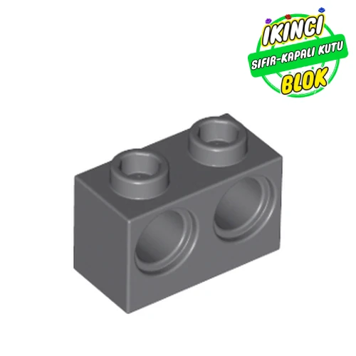 LEGO® Technic Brick 1 x 2 [2 Pin Holes] Koyu Mavimsi Gri Sıfır