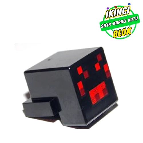 LEGO® Minifig Head Special, Cube with Rear Ledge, Pixelated Red Face Print (Spider) Siyah Sıfır