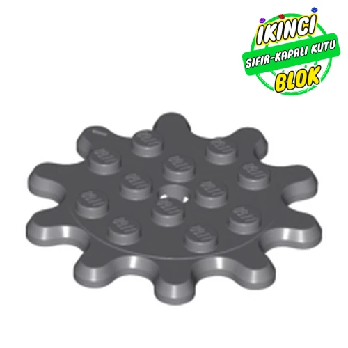 LEGO® Plate Special 4 x 4 Splat Gear with 10 Teeth Koyu Mavimsi Gri Sıfır