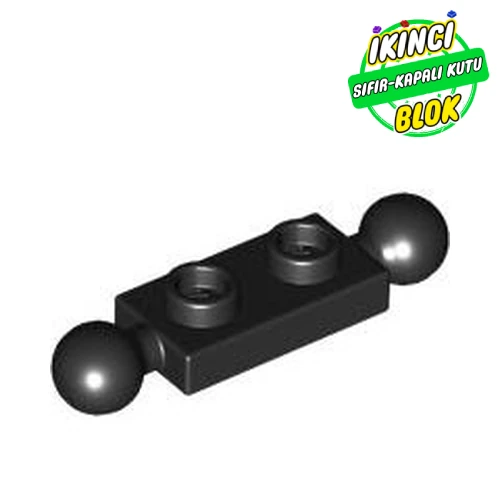 LEGO® Plate Special 1 x 2 with 2 End Towballs Siyah Sıfır