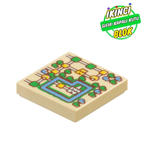 LEGO® Tile 2 x 2 with Super Mario Bros. 3 Map print Bej Sıfır