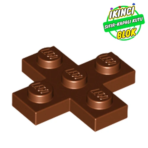 LEGO® Plate 3 x 3 Cross Kırmızımsı Kahverengi Sıfır