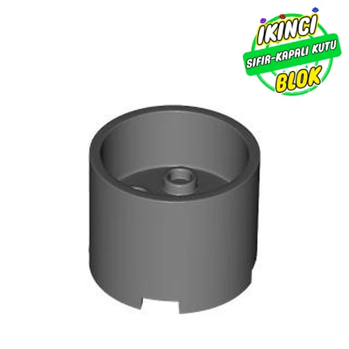 LEGO® Brick Round 3 x 3 x 2 Recessed Center with 2 x 2 Studs and Axle Hole Koyu Mavimsi Gri Sıfır
