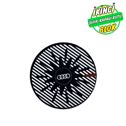 LEGO® Tile Round 2 x 2 with Silver Stripes, Audi Logo print Siyah Sıfır