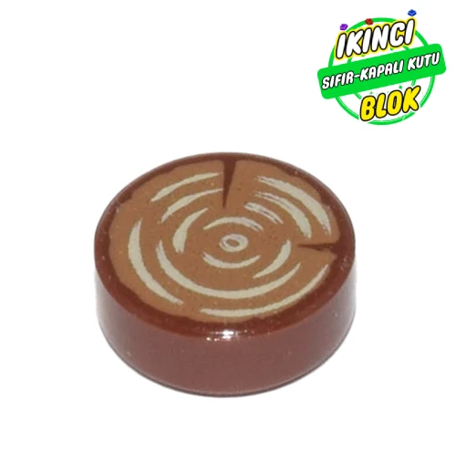 LEGO® Tile Round 1 x 1 with Tree Stump, Wood Log Print Kırmızımsı Kahverengi Sıfır