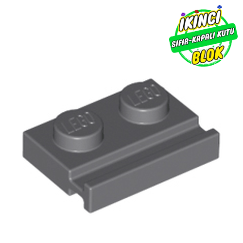 LEGO® 1 x 2 Eşik Raylı Plaka Koyu Mavimsi Gri Sıfır