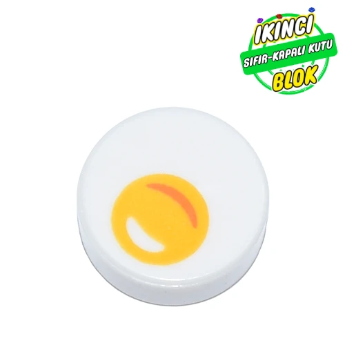LEGO® Tile Round 1 x 1 with Egg with Yolk Print Beyaz Sıfır