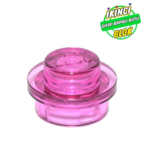 LEGO® Plate Round 1 x 1 with Solid Stud Şeffaf Koyu Pembe Sıfır