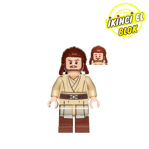 LEGO® Minifigür Qui-Gon Jinn, Printed Reddish Brown Legs, No Cape İkinci El