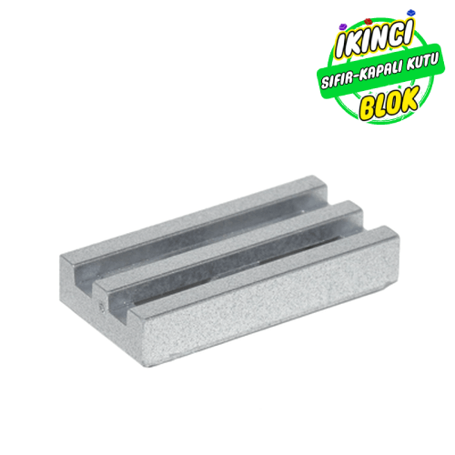 LEGO® 1 x 2 Izgara Desenli Modifiye Düz Plaka Mat Gümüş Sıfır