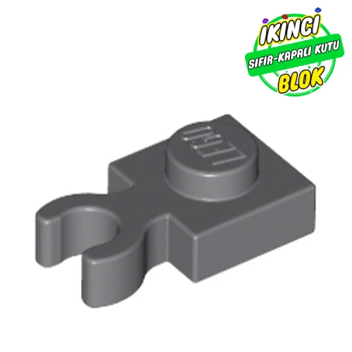 LEGO® Plate Special 1 x 1 with Clip Vertical [Thick Open O Clip] Koyu Mavimsi Gri Sıfır