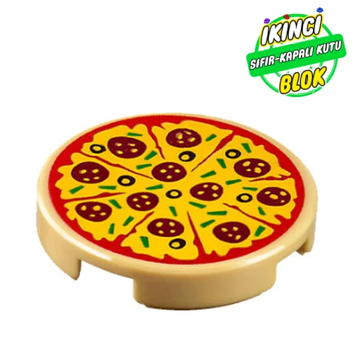 LEGO® 2 x 2 Pizza Desenli Grafikli Düz Plaka Bej Sıfır