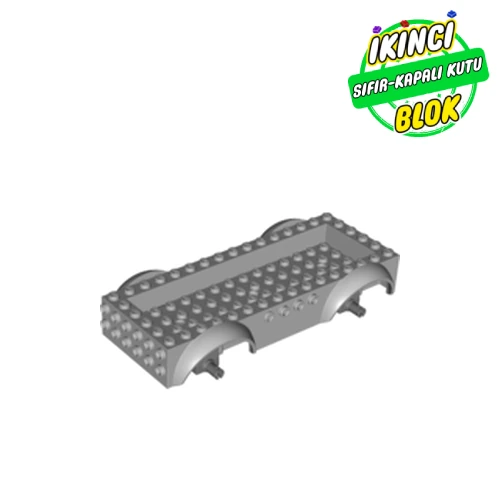 LEGO® Vehicle Base 8 x 16 with Wheel Arches, Front and Side Studs, and 4 x 14 Recessed Studded Section, 3 Holes, Dark Bluish Gray Wheel Clip Pins Açık Mavimsi Gri Sıfır