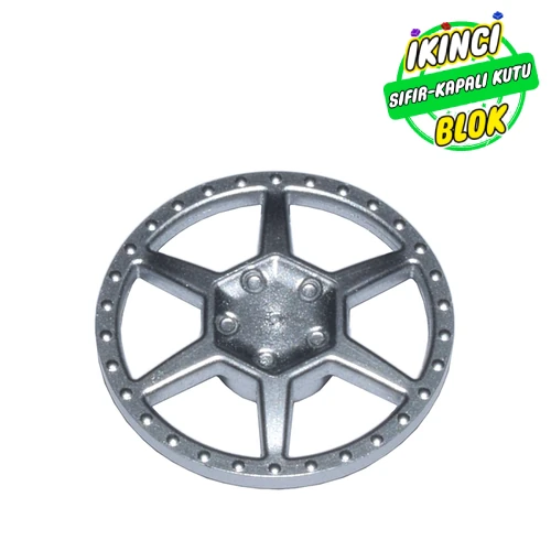 LEGO® Wheel Cover 6 Spoke, Rivets on Outer Rim Metalik Gümüş Sıfır