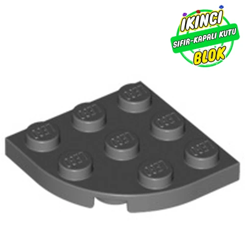 LEGO® Plate Round Corner 3 x 3 Koyu Mavimsi Gri Sıfır