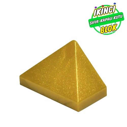 LEGO® 2 x 1 Üçlü Alt Stud Bağlantılı 45 Derece Eğimli Parça Metalik Altın Sıfır