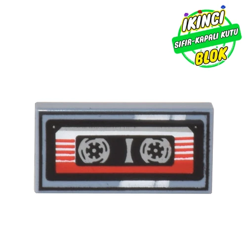 LEGO® Tile 1 x 2 with Cassette Tape Print Kum Mavisi Sıfır
