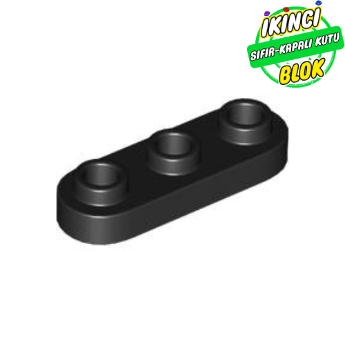 LEGO® 1 x 3 Kavisli Plaka Açık Studlı Siyah Sıfır