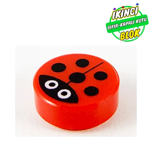 LEGO® Tile Round 1 x 1 with Ladybug / Ladybird Print Kırmızı Sıfır