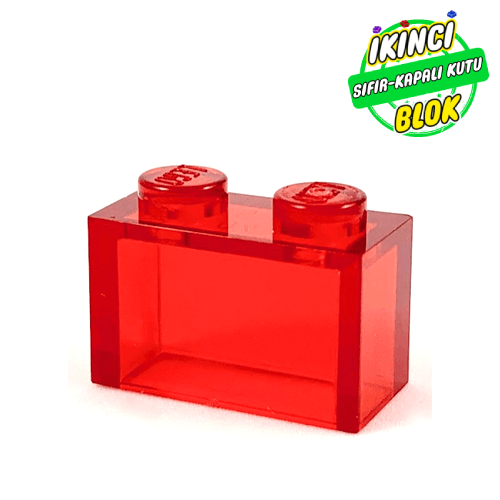 LEGO® 1 x 2 Tuğla Alt Bağlantısız Şeffaf Kırmızı Sıfır